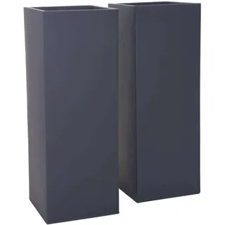 VIVANNO Pflanzkübel Blumenkübel Zink Metall Anthrazit 2er Set Block 100