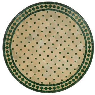 Casa Moro Gartentisch Mediterraner Mosaiktisch Ø 80 cm grün Terracotta mit Gestell H 73 cm (Kunsthandwerk aus Marrakesch), Dekorativer Balkontisch marokkanischer Esstisch Bistrotisch MT2091 grün