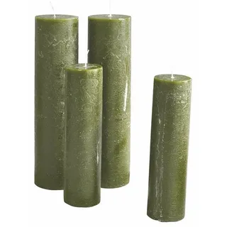 Mirabeau Stumpenkerze Kerze 4er Set Avinal grün (4er Set, 4er Set), none grün