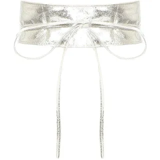 malito – Damen Taillengürtel aus 100% weichem Echtleder – Onesize Bindegürtel mit verstellbarem Taillenband – breiter Wickelgürtel mit Schleife – Hüftgürtel G100 (Silber) - Einheitsgröße