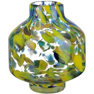 GILDE Deko Vase Blumenvase Glasvase - Geschenk für Frauen Geburtstagsgeschenk - Dekoration Frühling Ostern - Farbe: Transparent Gelb Grün Blau Höhe 16 cm