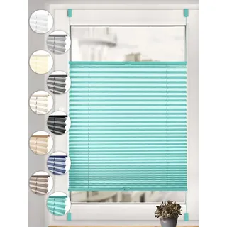 Sonello Plissee ohne Bohren Rollo Klemmfix für Fenster & Tür Lichtschutz, blickdicht, ohne Bohren, verspannt, Klemmfix, 50cm x 200cm Türkise Faltrollo, Easyfix, Sonnenschutzrollo, Jalousie 50 cm x 200 cm