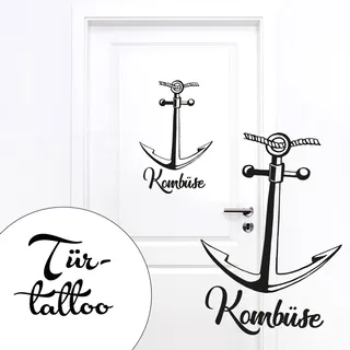Türschild Aufkleber mit Anker und Spruch Kombüse Wandtattoo Wandsticker M2323 - ausgewählte Farbe: *dunkelgrau* ausgewählte Größe: *M - 45cm hoch x 27cm breit*