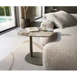 DELIFE Couchtisch Edge, Boot 50x50 cm Keramik Patagonia Poliert Eleny Metall Effektfinish Tita beige|braun 50 cm x 43 cm x 50 cm