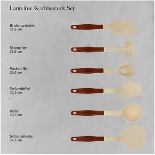 Lantelme Küchenutensilien Set 6 teilig aus hitzebeständigem Kunststoff Beige Braun
