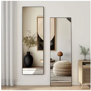 duschspa Ganzkörperspiegel Standspiegel Wandspiegel Schwarz Hängespiegel Spiegel, frei stehend/hängend, mit Explosionsgeschutz Rechtig - 160 cm x 50 cm