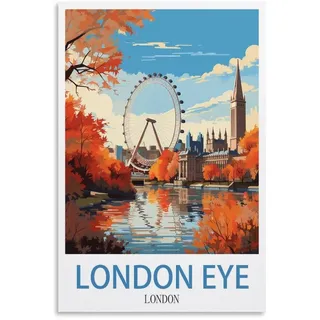 NAEGV Malen nach Zahlen für Erwachsene – London Eye Reiseposter, Malen-nach-Zahlen-Set auf Leinwand, Geschenkidee für Erwachsene, Wanddekoration, 20 x 30 cm