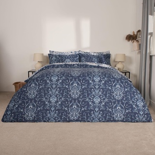 OHS Duvet Cover Sets Double Paisley, Bed Covers Double Bed Luxury Ultra Soft Comfy Easy Care Double Bedding Quilt Covers with Pillowcases, Navy Blue