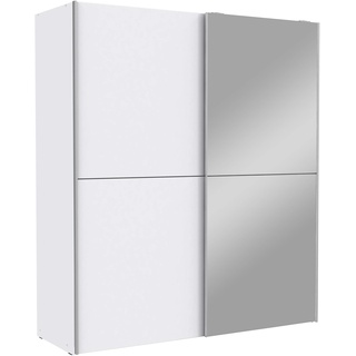 Forte WHITE KISS Kleiderschrank, Holzwerkstoff, Weiß mit Spiegel, B x H x T: 170,3 x 190,5 x 61,2 cm