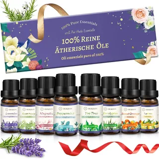 Ätherische Öle Set, 8x10ml Aromatherapie Duftöl,Kleine Geschenke für Frauen | 100% Naturrein Rein Aroma Öl, Für Diffuser, Aromatherapie, Massage, Duftlampen, Kerzenherstellung, Geschenke für Frauen
