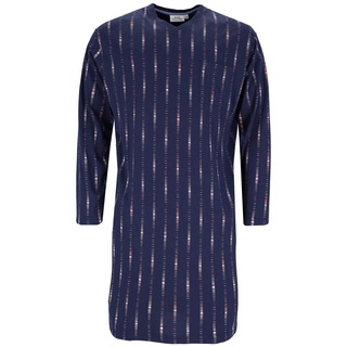 hajo Herren Nachthemd - lang, V-Ausschnitt, Premium Cotton mit Lyocell, gemustert Blau M