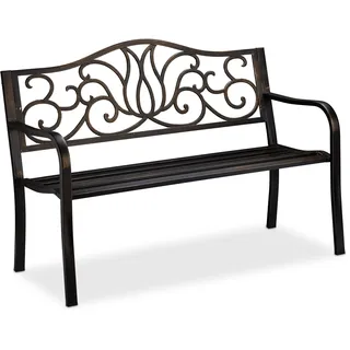 Relaxdays Gartenbank 127,5 x 63 x 90 cm Schwarz-Bronze