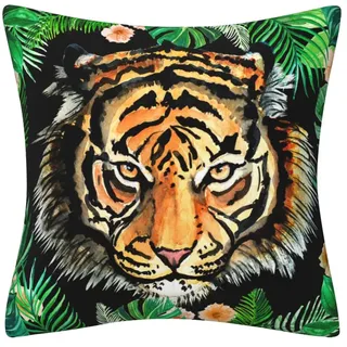 Kissenbezug 80x80 Tiger Tropical Green Kopfkissenbezug 80x80 Baumwolle Leinen Sofakissen mit Reißverschluss Kopfkissenbezüge Knitterfreie Kopfkissen 80x80 Bezug Langlebig Kissenbezüge 80x80 1 Pcs