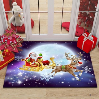 AEREY Weihnachtsteppich Weihnachtsmann & REH Weihnachtsbaum Schneemann LäUfer Flur rutschfest rutschfest für Weihnachten Floor Carpet for Hallway Entrance - 120x160cm