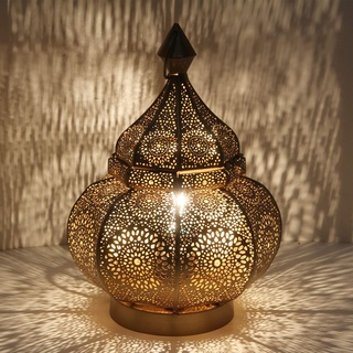 Casa Moro Orientalische Tischlampe Gohar Höhe 30 cm Bodenlampe in Antik-Gold Look E14 Fassung, Nachttischlampe aus Metall, Ramadan Eid Dekoration LN2090