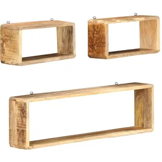 vidaXL Wandregalset, Braun, Holz, Mangoholz, Rechteckig, 80x25x15 cm, Wohnzimmer, Regale, Wandregale