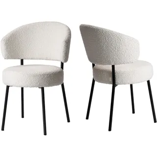 LeGer Home by Lena Gercke Esszimmerstuhl Sölve Boucle weiß 2er Set