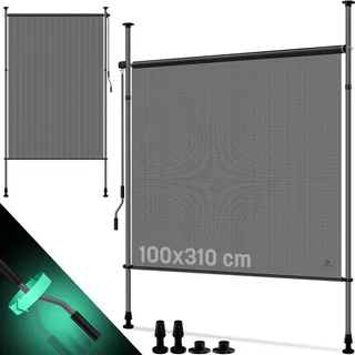 Kesser Windschutz 100 x 310 cm grau wasserfest ausziehbar