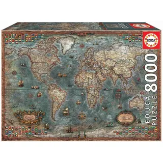 Educa Puzzle Antike Weltkarte Historische Landkarte Atlas Vintage, 8000 Puzzleteile