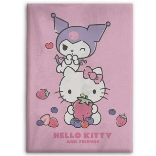 Wohndecke Hello Kitty Kuromi Kinder Fleece Decke warme Kuscheldecke 100x140 cm, Hello Kitty, 100x140 cm bunt