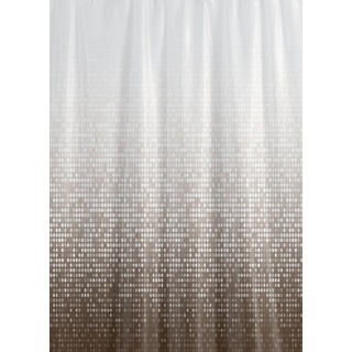 Textil Duschvorhang Matrix Weiss Braun Hellbraun 200x200 cm, inkl. Duschvorhangringe inkl. Beschwerung