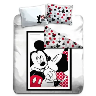 Bettbezug Mickey und Minnie 240 x 220 cm weiß