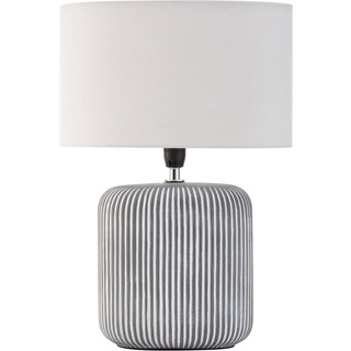 Pauleen 48218 Pure Shine Tischleuchte max. 20 Watt handgefertigt Grau, Weiß Nachttischlampe im Boho Look aus Stoff, Keramik E14