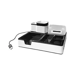 Monolith Schreibtisch Organizer Smartphone Ladestation Kunststoff Schwarz, Weiß 21,7 x 18,7 x 9,6 cm