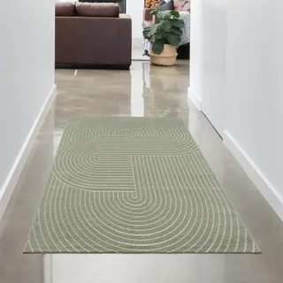 CARPETIA Outdoor Teppich Mandalamuster Grün Wetterfest 80x150 cm | Pflegeleicht, wetterfest, schmutzabweisend und strapazierfähig, OEKO-TEX geprüft, für Fußbodenheizung, mit 3D-Struktur