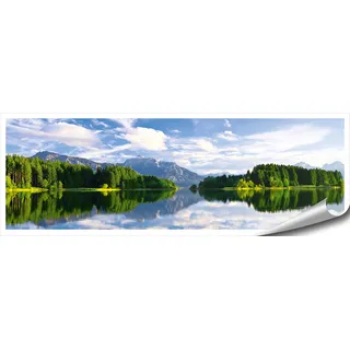 ARTBAY Berge Wald See Poster XXL, Panorama Kunstdruck - 118,8 x 42 cm, Forggensee bei Neuschwanstein, Füssen, Bayern, Deutschland, Alpen, König Ludwig II., | Wandposter | Fotoposter | Wandgestaltung