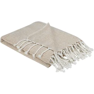 Beliani Tilmi Kuscheldecke 130 x 160 cm Hellbeige/Weiß