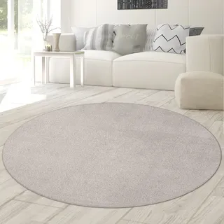 Flauschiger Teppich für die Sofaecke, waschbar (Schadstoff-geprüft), Sandfarben, 200 cm rund