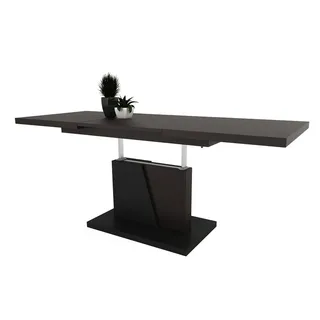 Mazzoni Couchtisch Grand Noir Walnuss Wenge / Schwarz höhenverstellbar ausziehbar 120-180, Funktionstisch, Wohnzimmertisch, Tisch, Esstisch, Sofatisch braun|schwarz