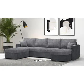 Konstanta Möbelhaus Wohnlandschaft ER 2 Boxspringsofa 290 cm Boxspringmatratze Bettkasten Schlaffunktion, mit Federkern, Bettfunktion, Bettkasten grau