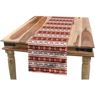 ABAKUHAUS Weihnachten Tischläufer, skandinavisch, Esszimmer Küche Rechteckiger Dekorativer Tischläufer, 40 x 225 cm, Weiß Rot