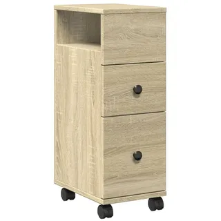 vidaXL Schmaler Badschrank mit Rädern Sonoma-Eiche Holzwerkstoff