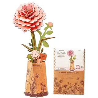 rowood Gerbera Künstliche Blume Holz 3D Puzzle Bastelset für Erwachsene Holzblume Modellbausätz für Dekoration Zuhause Kreative Geschenkidee zum Muttertag Valentinstag