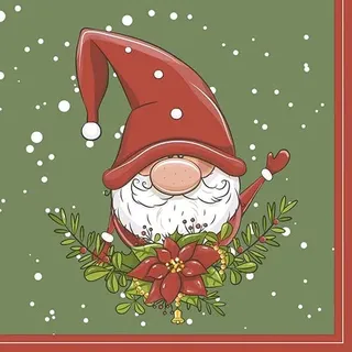 20 Servietten Fr?hlicher Winterzwerg | Wichtel | Gnom | Winter | Weihnachten | Tischdeko 33x33cm