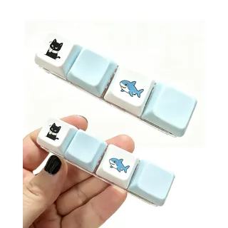 RAMGLYO Mini Tastatur Fidget Schlüsselanhänger 1 Stk. mit 4 Tasten, Katzen-Motiv - Taktiler Stressabbau Keychain bei Spannung, ideales Antistress-Spielzeug für Büro & Alltag