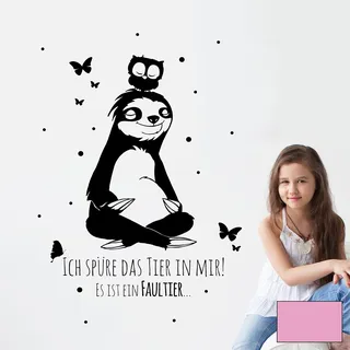 Wandtattoo Wandbild Wandaufkleber Aufkleber Faultier Eule das Tier in mir M2048 - ausgewählte Farbe: *flieder* ausgewählte Größe: *L - 75cm breit x 75cm hoch*