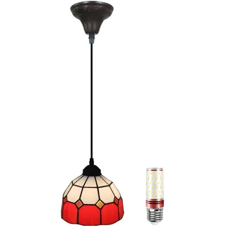 Esstisch Lampen Hängend, 8 zoll Pendelleuchte Höhenverstellbar, E27 deckenleuchte hängend, Tiffany Hängelampe, Pendant light für Bar Kaffee Schlafzimme Flur