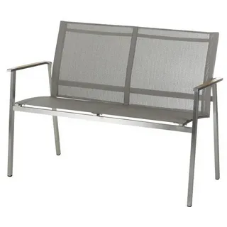 Gartenbank Sitzbank Monaco 2er Edelstahl-304/Textilene Braun-Tricolor / Armlehne