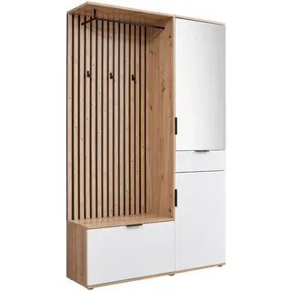 moebel-dich-auf Kompaktgarderobe Monte Carlo mit Spiegel in Artisan Eiche/Weiß 122 cm breit