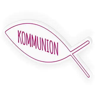 itenga Türschild Fisch Kommunion 30,0 x 11,5 cm Tischdeko Aufsteller Schild Deko Schrift (pink)