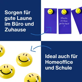 Magnetoplan Smiley-Magnete, gelb-schwarz, groß 40 mm VE 4