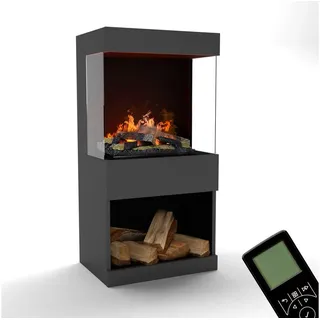 GLOW FIRE Elektrokamin OGF 2 Wasserdampf Kamin, Standkamin, Elektrischer Kamin, Wasserdampfkamin mit 3D Feuer und Knisterfunktion grau
