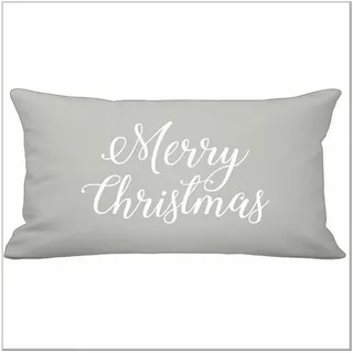 Krasilnikoff Dekokissen Kissenhülle Weihnachten 30x60cm Dekokissen Weihnachtskissen Advent, Hochwertige Qualität aus 100 % Baumwolle grau