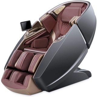 NAIPO Massagesessel, 3D High-End Massagestuhl mit Tablet, Raumkapsel-Design grau|rot