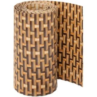 Jardinion Sichtschutzstreifen 250cm x 19cm Hellbraun Polyrattan | für Doppelstabmatten, Doppelstabmattenzaun Sichtschutz, Stabmattenzaun, Zaunblende Rattan Optik, Balkon, Garten