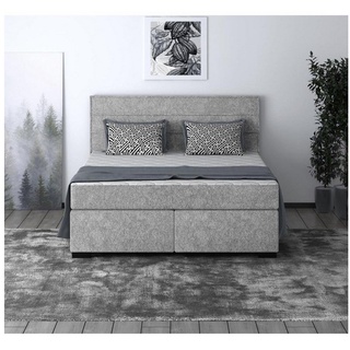 Beautysofa Polsterbett Mauro (Liegefläche 140 / 160 / 180 x 200 cm), modernes Doppelbett mit Taschenmatratze, Bett mit Lattenrost und Matratze, Klassisches Bett silberfarben